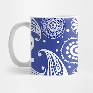 Mandala Pattern Blue and White Halloween Fall Autumn Season Mug